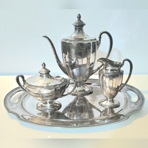 4-Piece Vintage Antique Set Grosvenor Silverplate Coffee Service